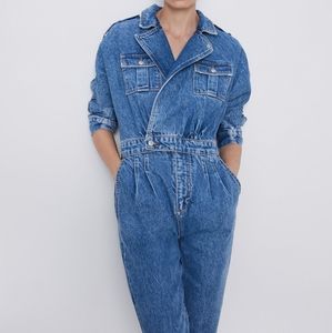 Zara denim jumpsuit women's Clearance